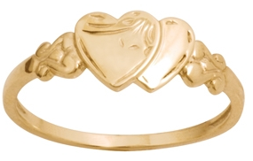FINGERRING I 9 KT 44677 DOBBELTHJERTE